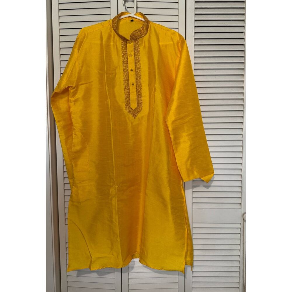Men's Indian Yellow Haldi Salwar / Kurta Top L/XL
